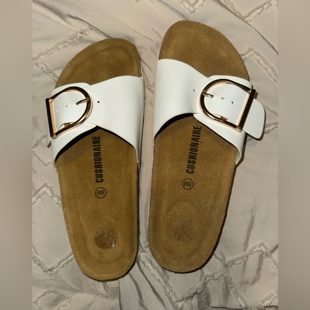 Cushionaire Women's White Slide Sandals